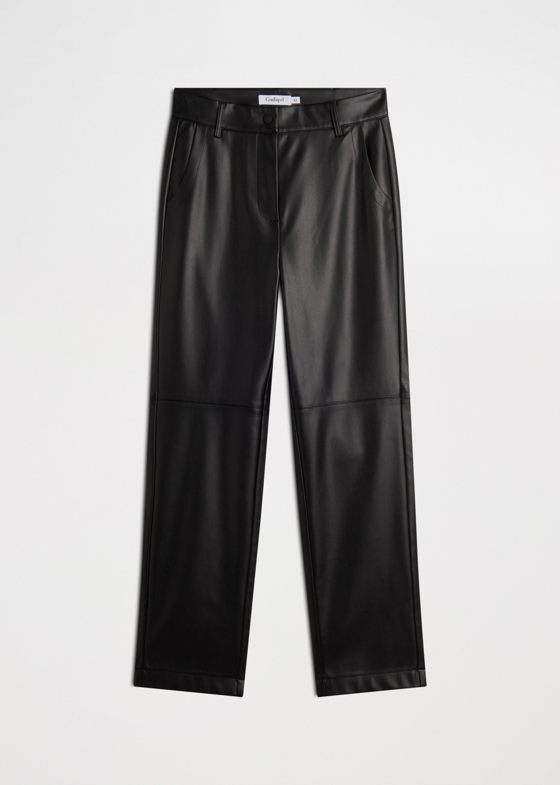 Straight Leg Faux Leather Fly Front Pant | Industry